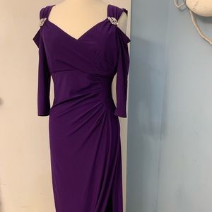 Purple cut shoulder dress